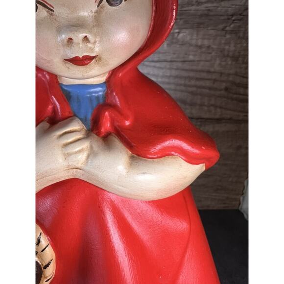 1970 Vtg Little Red Riding Hood Cookie Jar Hand Painted Ceramic Grannycore - Picture 2 of 16